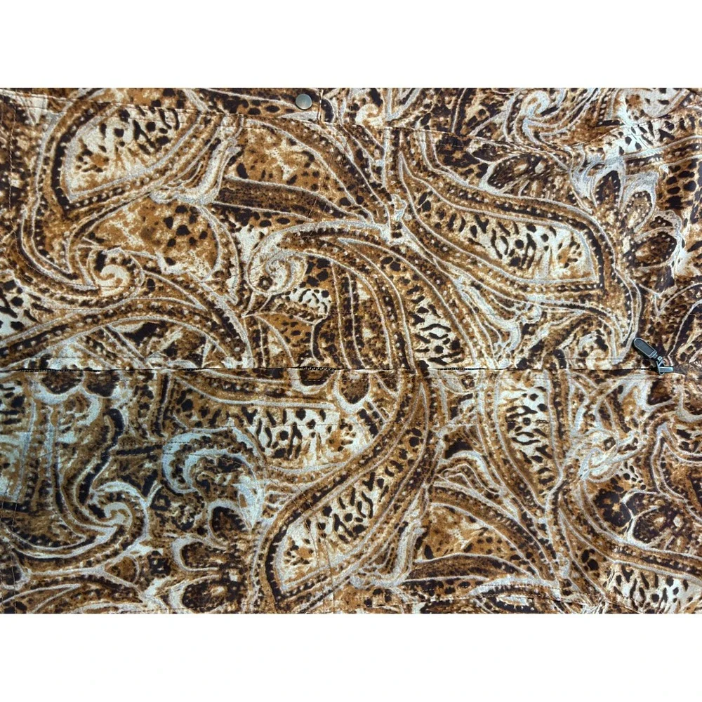 Chicos Additions Brown Paisley Full Zip Mock Neck Jacket Women Size 1 Medium